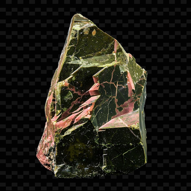 PSD png unakite crystal with irregular shape green pink color and op gradient object on dark background