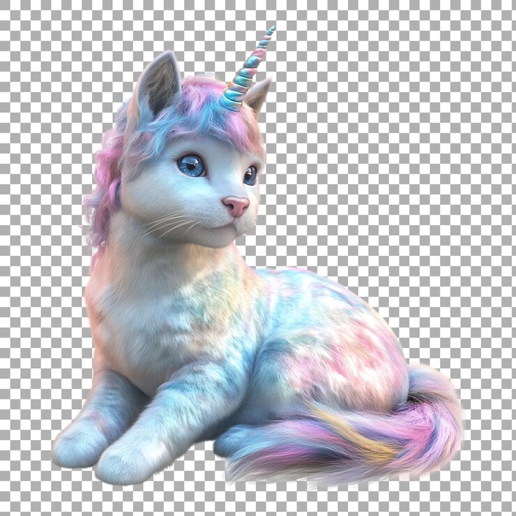 PSD png unicorn cat against transparent background