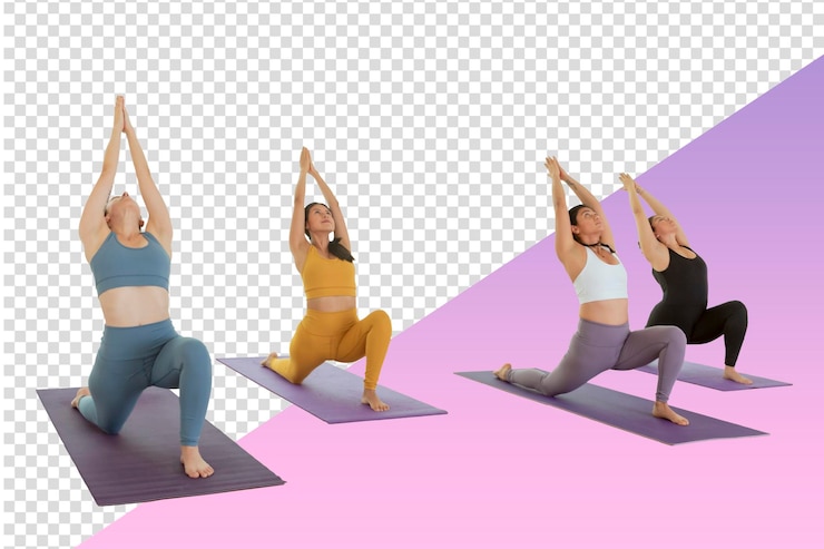 png van een groep vrouwen die yoga beoefenen en een houding aannemen