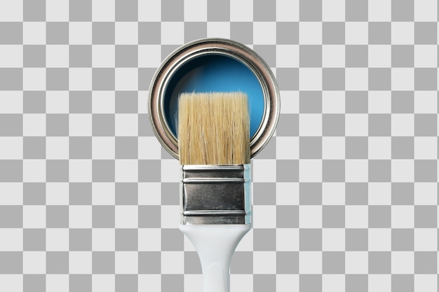 PNG verf blauwe verf kan met een steen geïsoleerd op een witte achtergrond
