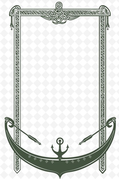 Png viking ship frame art met roeier en anker decoraties border illustration frame art decorative