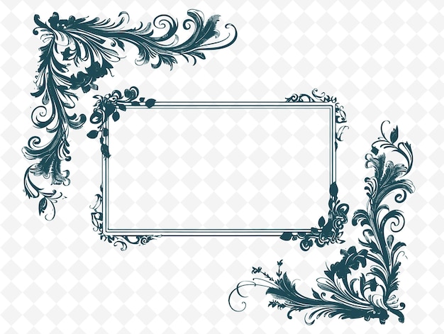 PSD png vintage frame art met ornate filigree en swirl decorations illustratie frame art decorative