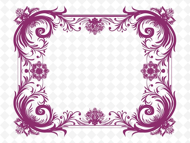 PSD png vintage frame art with ornate filigree and swirl decorations illustration frame art decorative