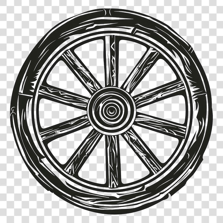 PSD png vintage houten wagenwiel illustratie
