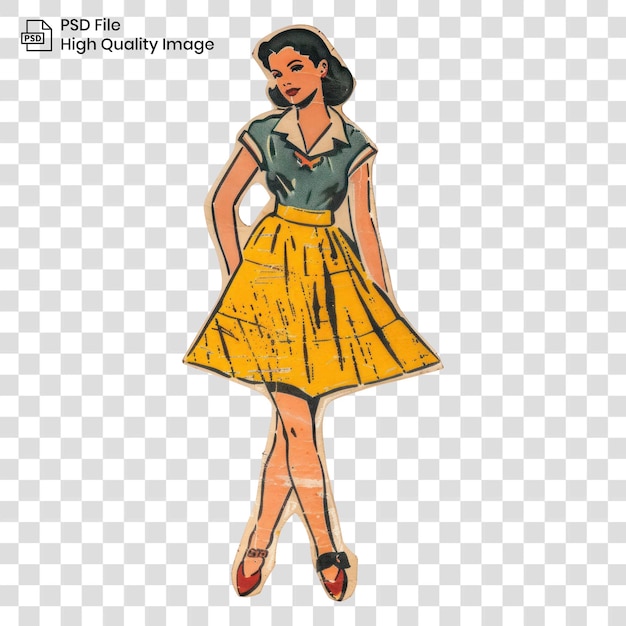 PNG Vintage retro ilustracja kobieca
