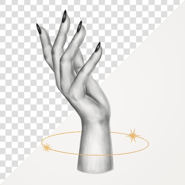 png vintage right hand illustration transparent background