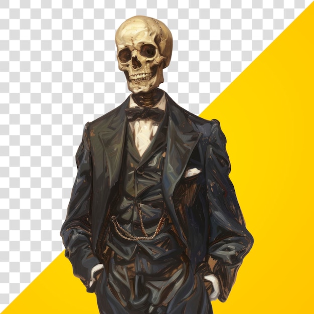 png vintage skeleton in formal attire