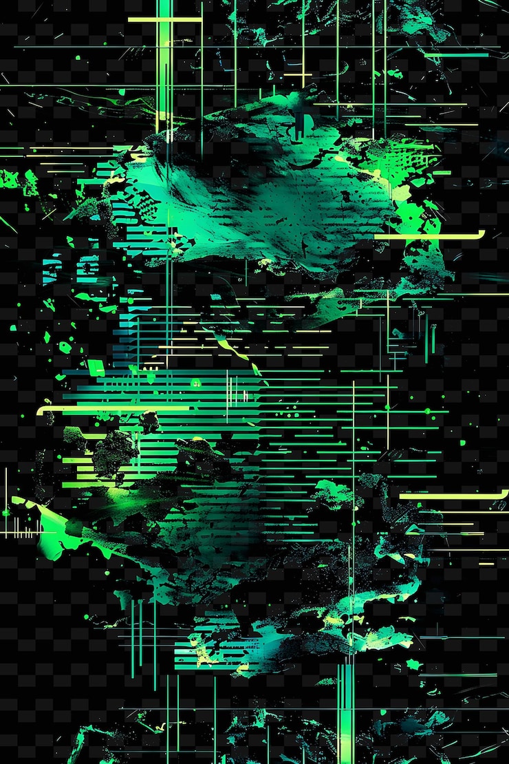PSD png virtual reality landscape glitch with glitch patterns abstra illustration texture background