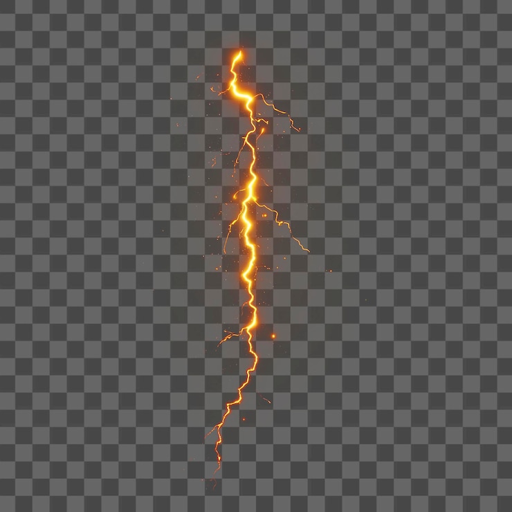 PSD png vivid yellow lightning bolt lightning nature storm