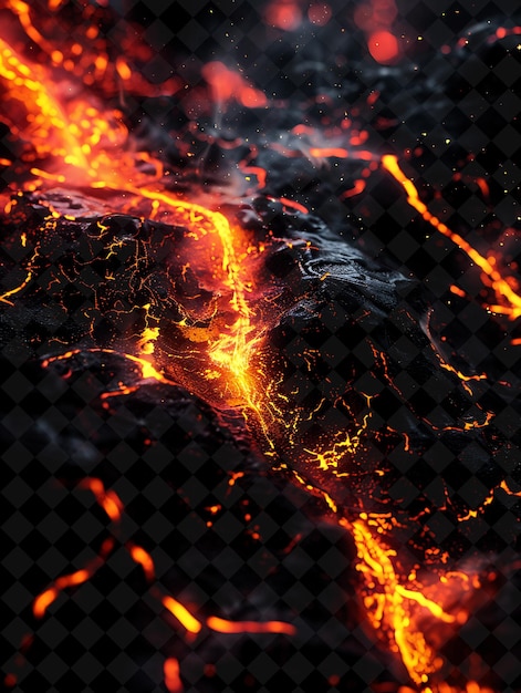 PSD png volcanic lava flow with red hot molten magma fire slowly flo neon texture effect y2k collection