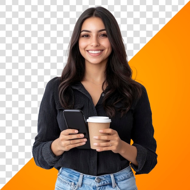 PNG-vrouw met mobiele telefoon portretkopfotografie