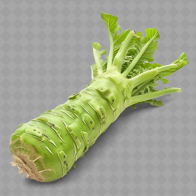 Vegetale a radice di wasabi a forma conica caratterizzato dalle sue verdure fresche gre isolate