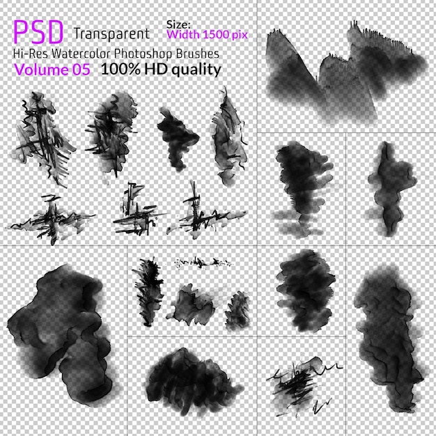 PSD pennelli per acquerello photoshop png