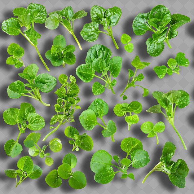 PSD vegetale a foglia di crespo d'acqua png foglie piccole caratterizzate dalla sua verdura isolata, pulita e fresca