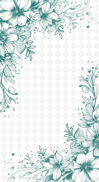 PSD png design di cartoline da sposa con cornice romantica stile di progettazione decor outline arts scribble decorative