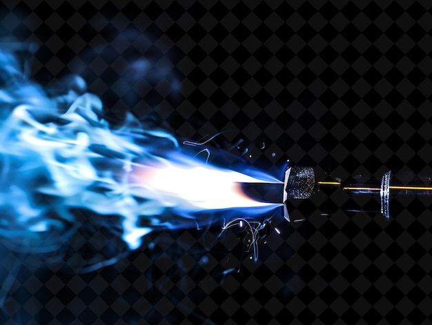 PSD png welding torch with bright white and blue flames fire providi neon texture effect y2k collection