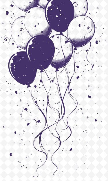 PSD png whimsical postcard design with a balloon frame style accompa outline arts scribble decorative