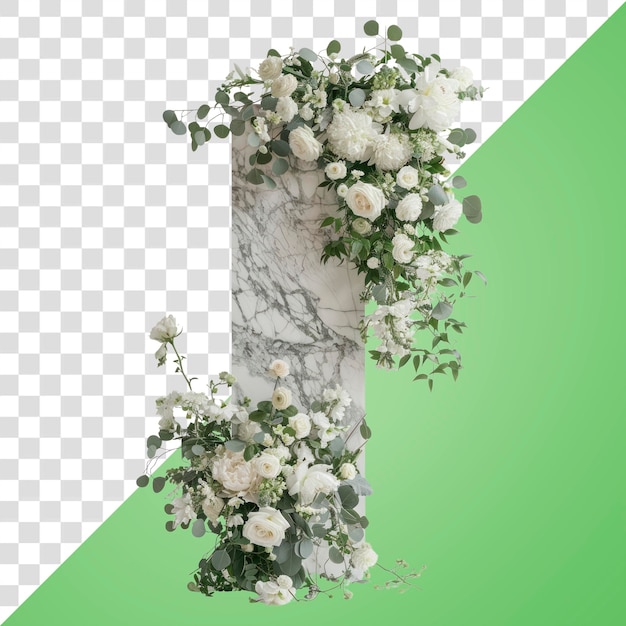 PNG 白い大理石の柱 飾られた花 背景の結婚式