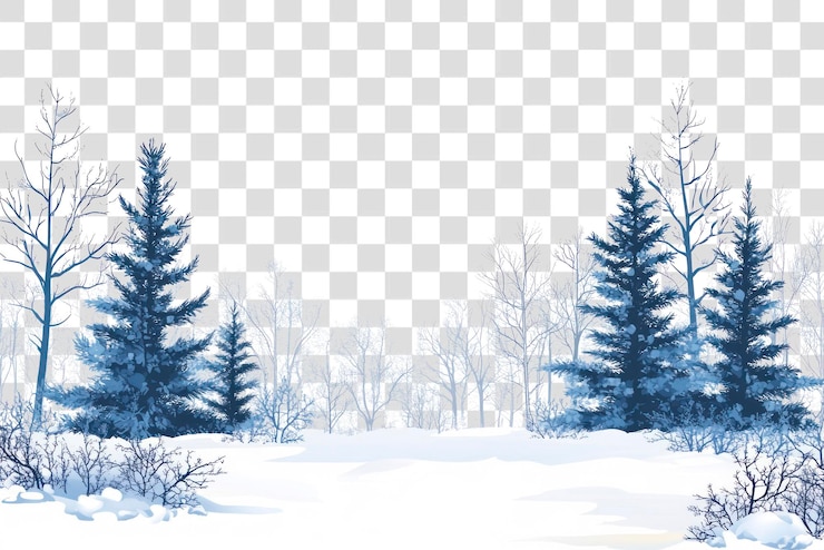 PSD png winter forest grensbos winter illustratie