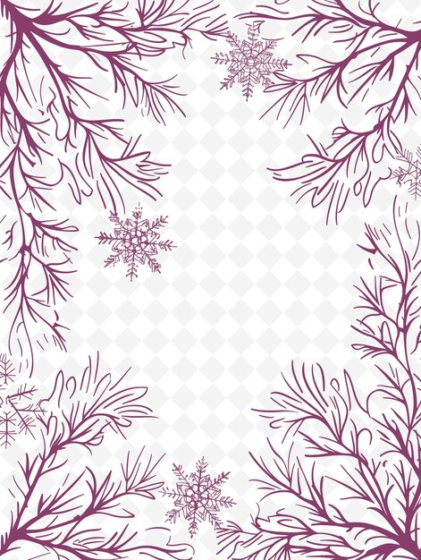 PSD png winter frame art with snowflake and icicle decorations borde illustration frame art decorative