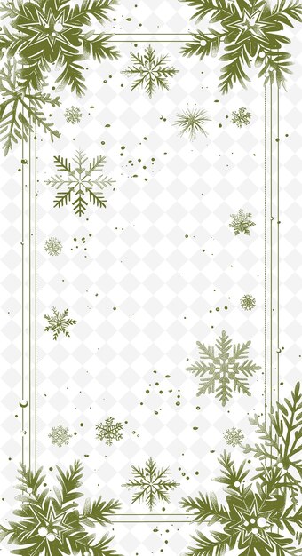 PSD png winter postcard design met een ijskristal frame stijl adorn outline arts scribble decorative