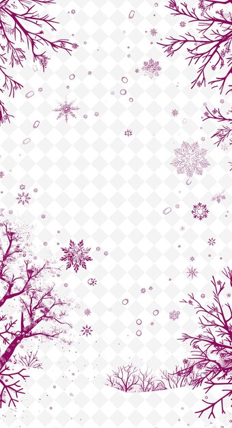 PSD png winter postcard design with an ice crystal frame style adorn outline arts scribble decorative