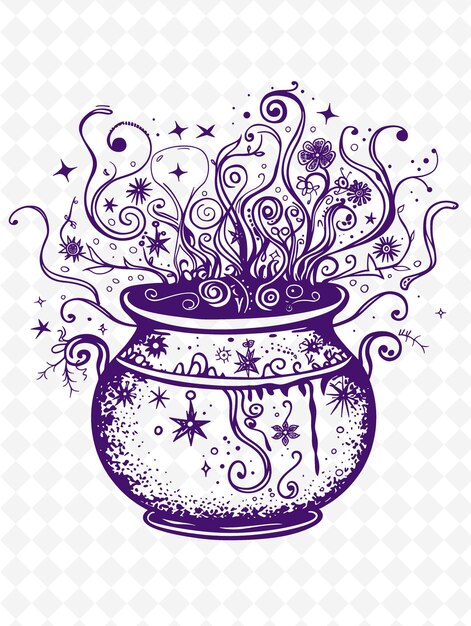 PSD png witchs cauldron frame art z bubbling potion i spell boo ilustracja ramy art decorative