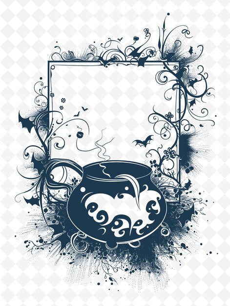 PSD png witchs cauldron frame art z bubbling potion i spell boo ilustracja ramy art decorative