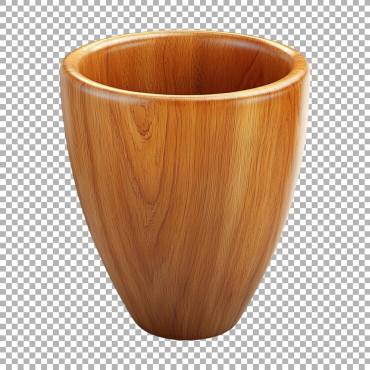 PSD png 透明背景上水的古老木制杯子