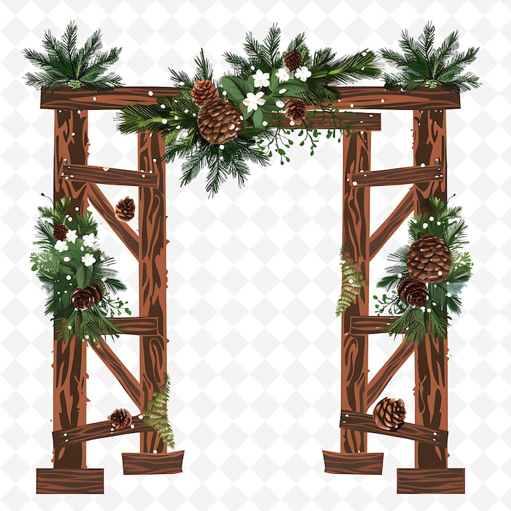 PSD png wooden gate with forest wedding decorations gate is decorate creative abstract art designs