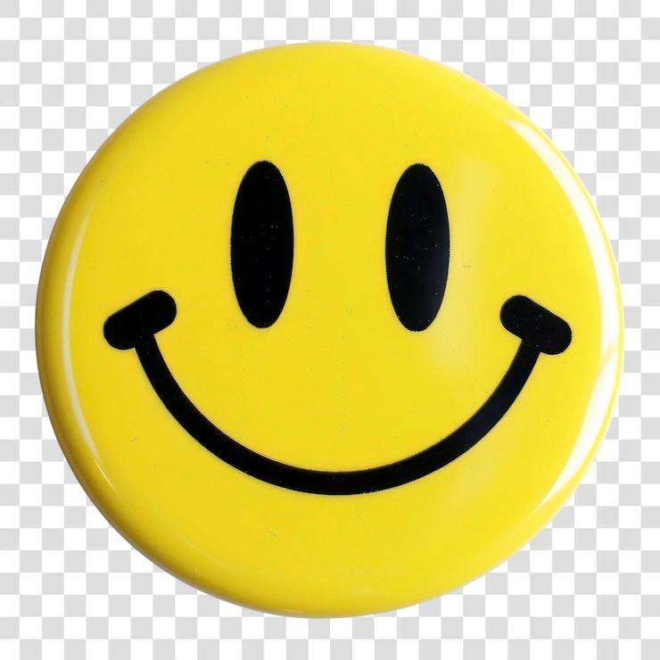 PSD png yellow smiley face yellow button badge