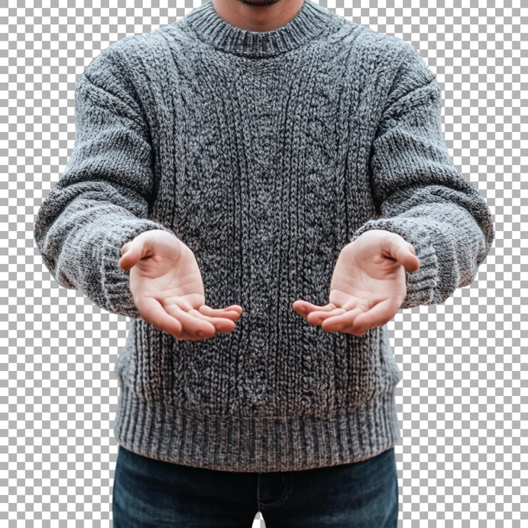 PSD png young mature man with open arms on transparent background