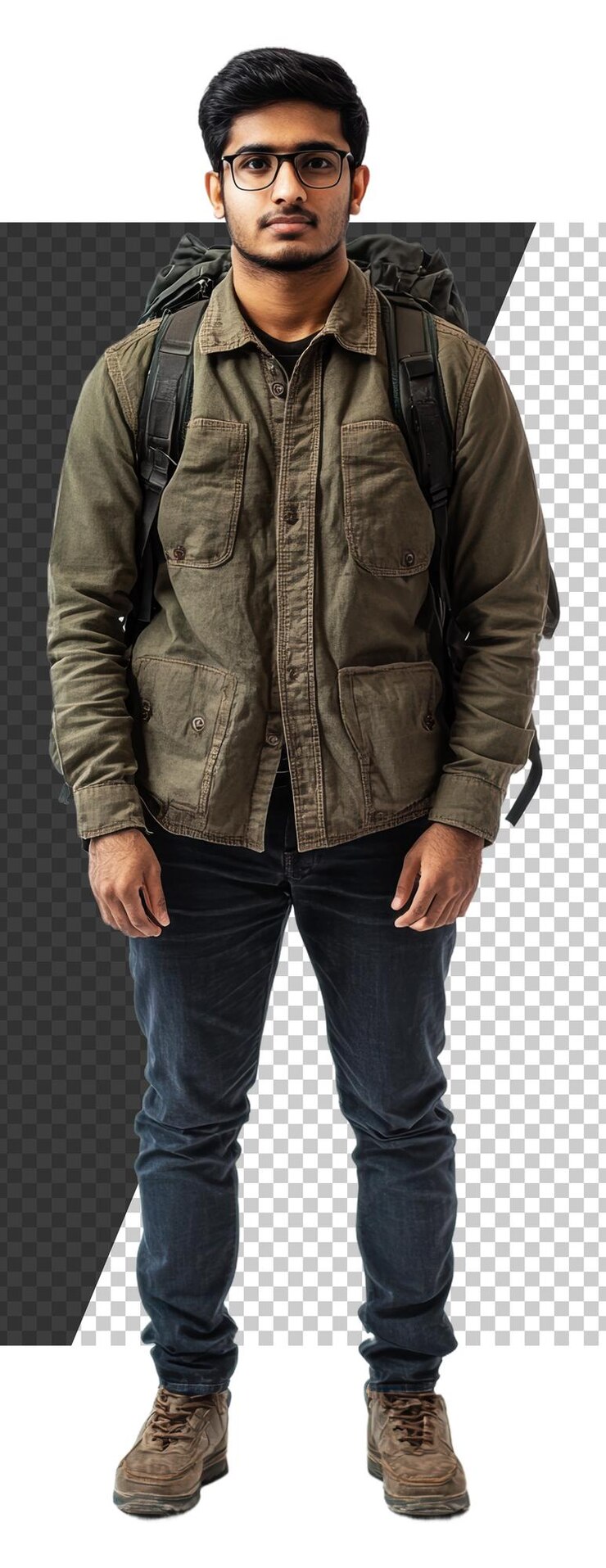 PSD png young traveler ready for adventure