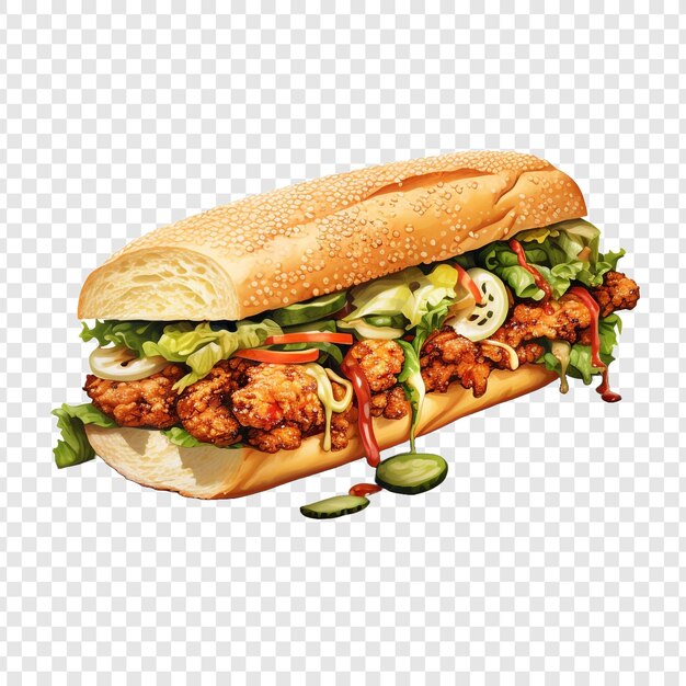 PSD po boy isolated on transparent background