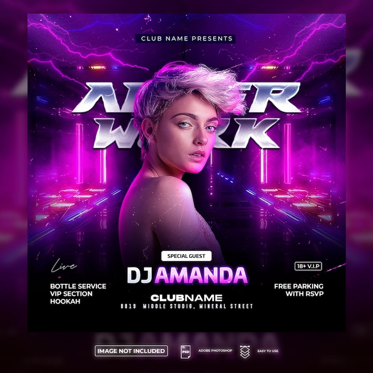 Po pracy Night Party Night Club Flyer Square Flyer szablon