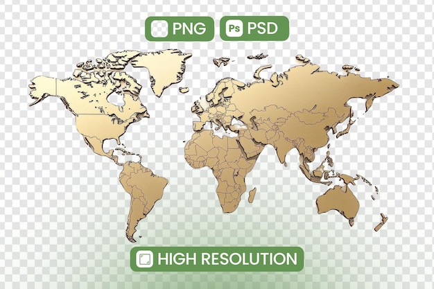 Pobierz mapę świata w wysokiej rozdzielczości PNG PSD Odkryj kontynenty Kraje i granice z wspaniałymi szczegółami Doskonałe dla projektów edukacyjnych i globalnych projektów Globalna perspektywa Temat