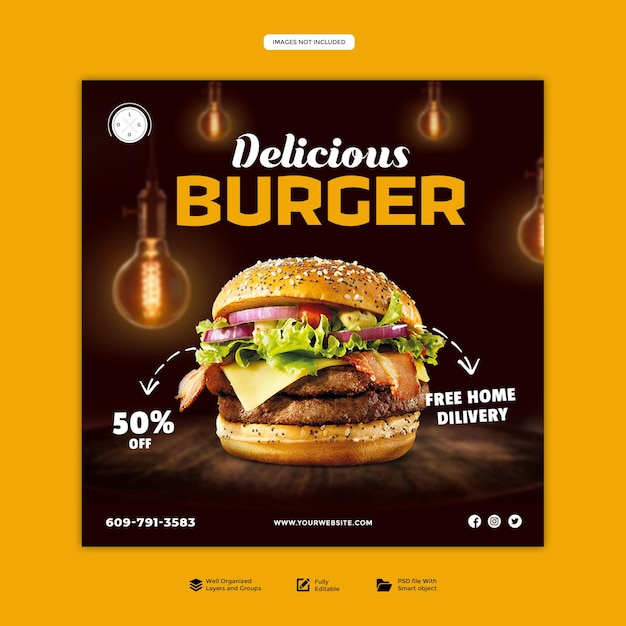 PSD pobierz teraz bezpłatny edytowalny psd na kreatywny i modny post promujący jedzenie na instagramie