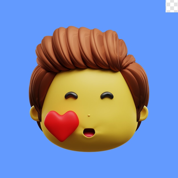 PSD pocałunek twarzy emoji 3d ilustracja