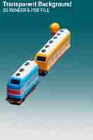 PSD pociąg z żółtą kulą na górze i górą pociągu jest czerwony biały i niebieski
