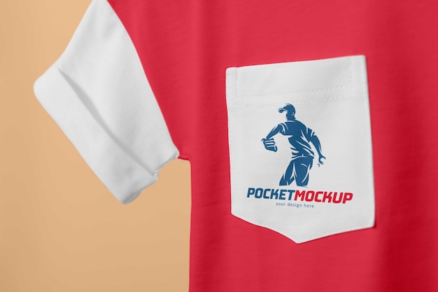 Pocket mockup on t-shirt