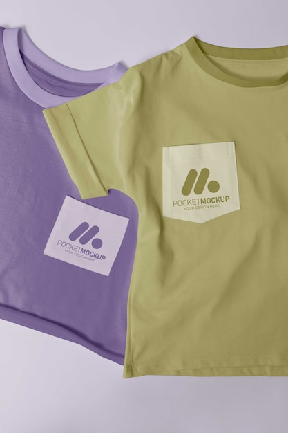 PSD pockets mockup on t-shirts