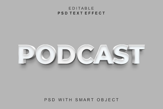 Podcast 3d text effect