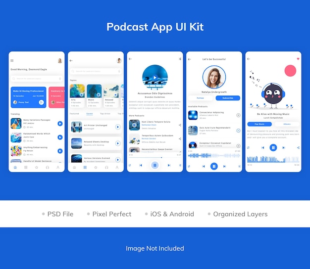 Pacchetto kit interfaccia utente dell'app podcast