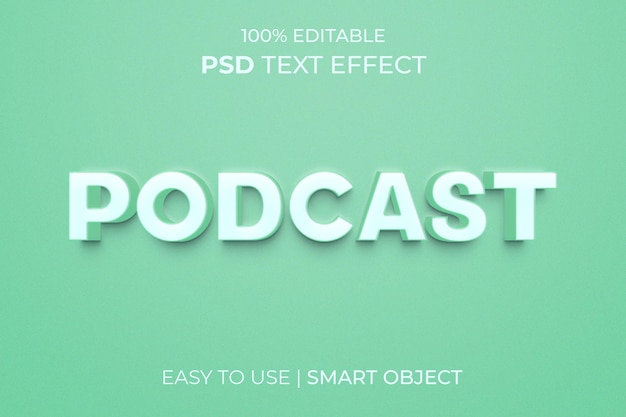 Podcast bewerkbare 3d-teksteffectstijl