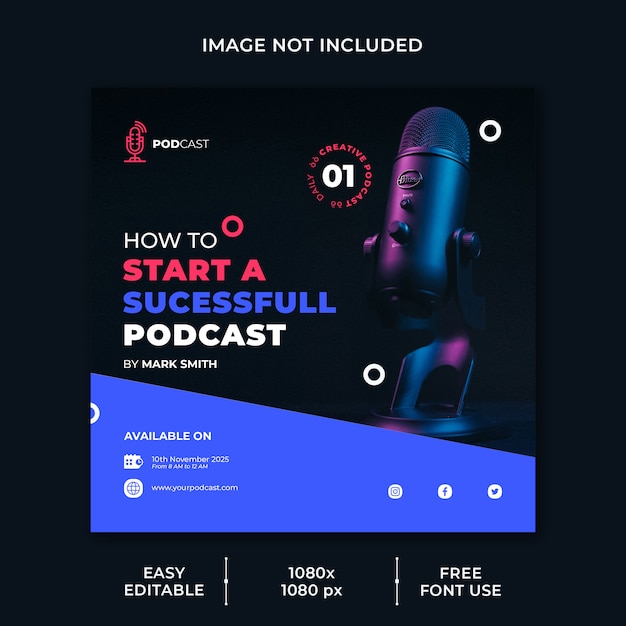 Podcast business channel social media template