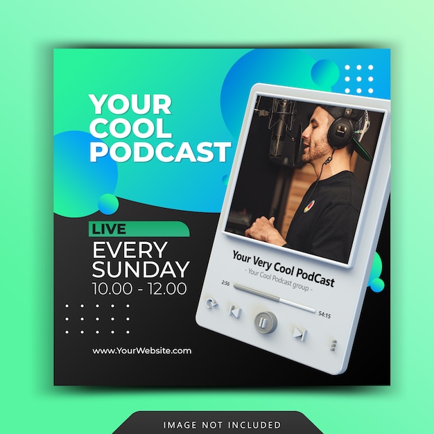 PSD podcast chanel promotion for social media instagram post template