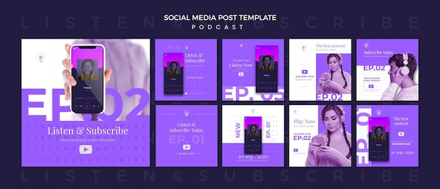 PSD podcast concept social media post template