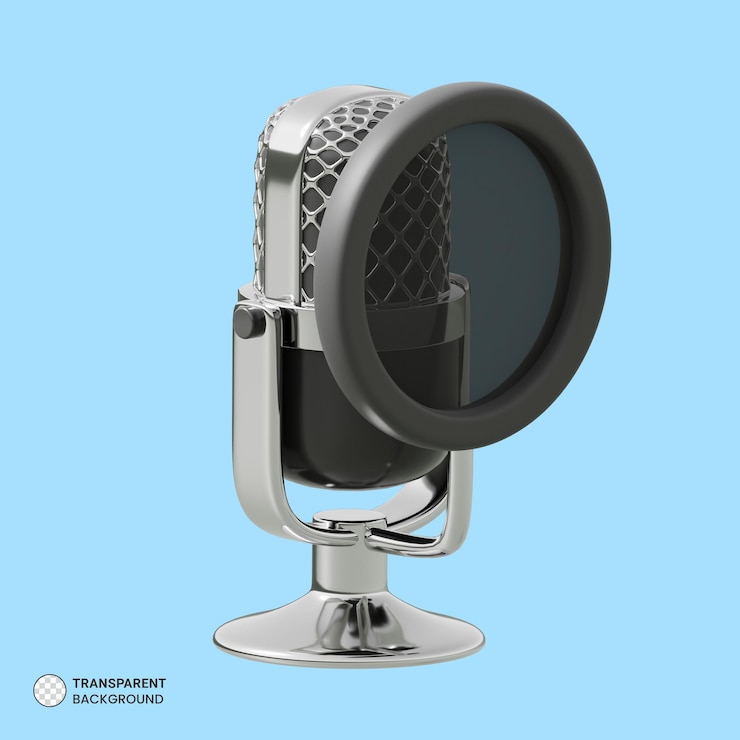 PSD podcast condenser microphone icon isolated 3d render illustration