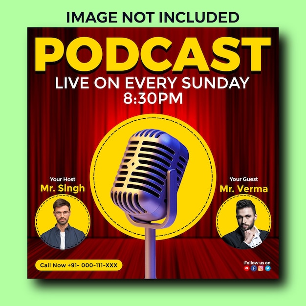 PSD podcast cover art design poster