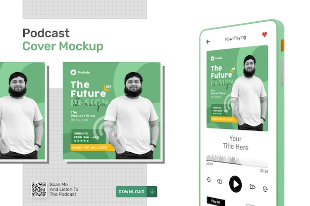 Podcast cover art mockup template